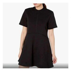 Sweaty Betty T-Shirt Dress Women's 6 Black Revive Crew Short Sleeve Raw Seams